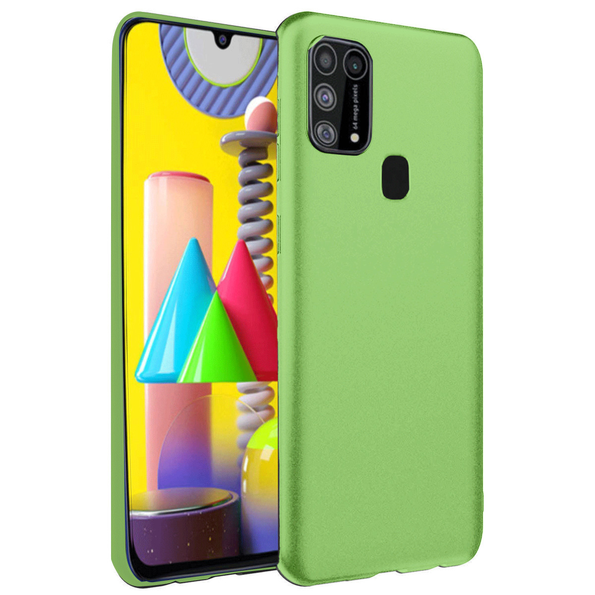 Galaxy M31 Kılıf Nano içi Kadife Silikon - Yeşil