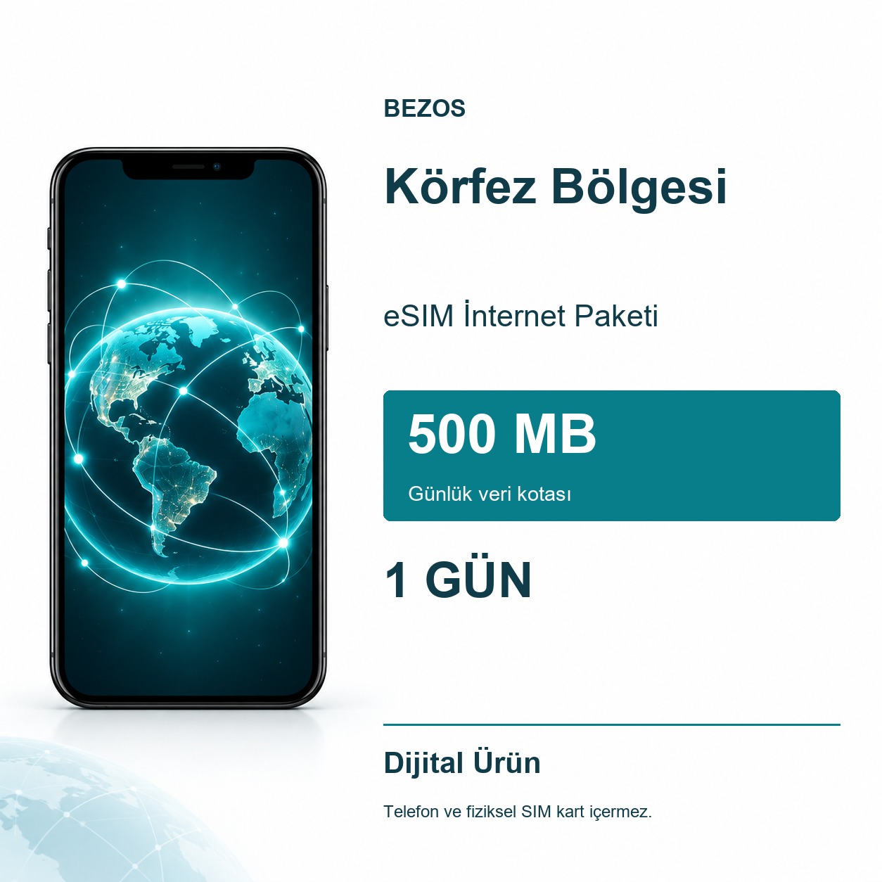 Körfez Bölgesi eSIM İnternet Paketi Günlük 500 MB 1 Gün