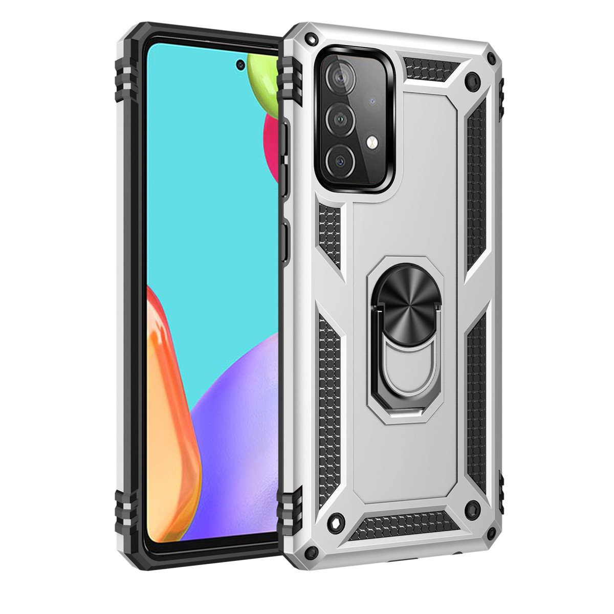 Galaxy A33 5G Kılıf Sofya Yüzüklü Silikon Kapak - Gümüş