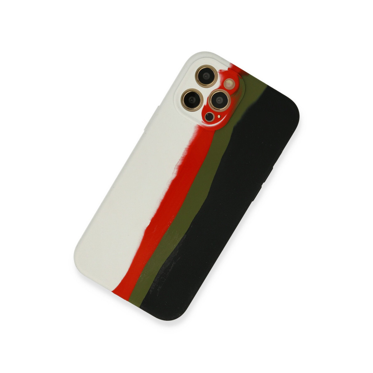 iPhone 12 Pro Max Kılıf Ebruli Lansman Silikon - Beyaz-Siyah — görsel 2