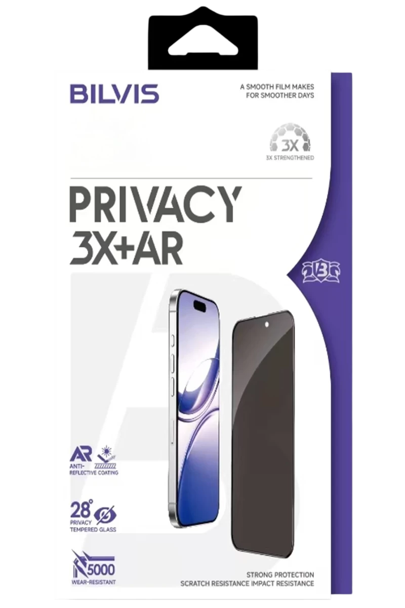 Apple iPhone 16 Pro Max Uyumlu Bilvis 3X AR Hayalet Cam Ekran Koruyucu - Siyah