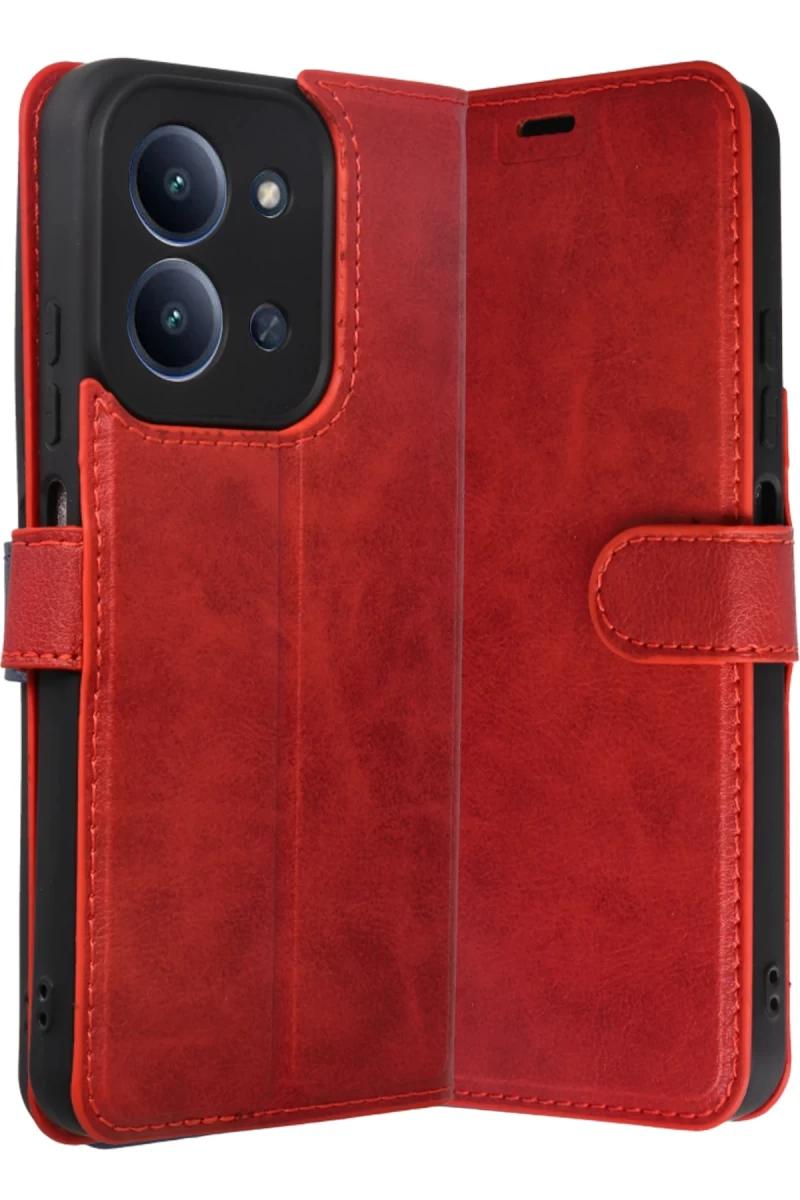 Xiaomi Redmi 15C 4G Uyumlu Trend S Plus Kapaklı Kılıf - Kırmızı