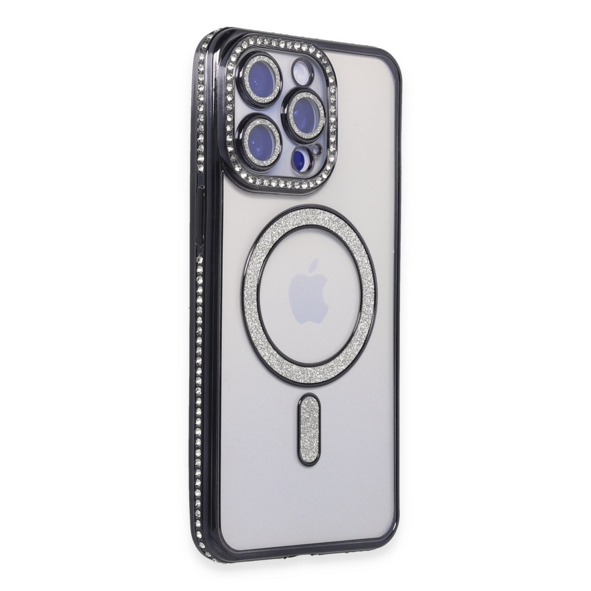 iPhone 15 Pro Kılıf Joke Simli Magneticsafe Kılıf - Siyah