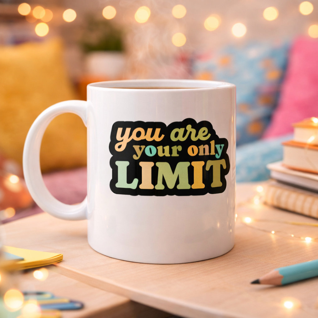 You Are Your Only Limit Yazılı Porselen Kupa MODEL 142 – “Tek Sınır Sensin” Motivasyon Kupası – İlham Veren Kahve &amp; Çay Kupası