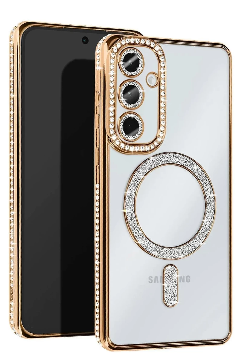 Samsung Galaxy S25 Uyumlu Edge Joke Simli Magneticsafe Kılıf - Gold
