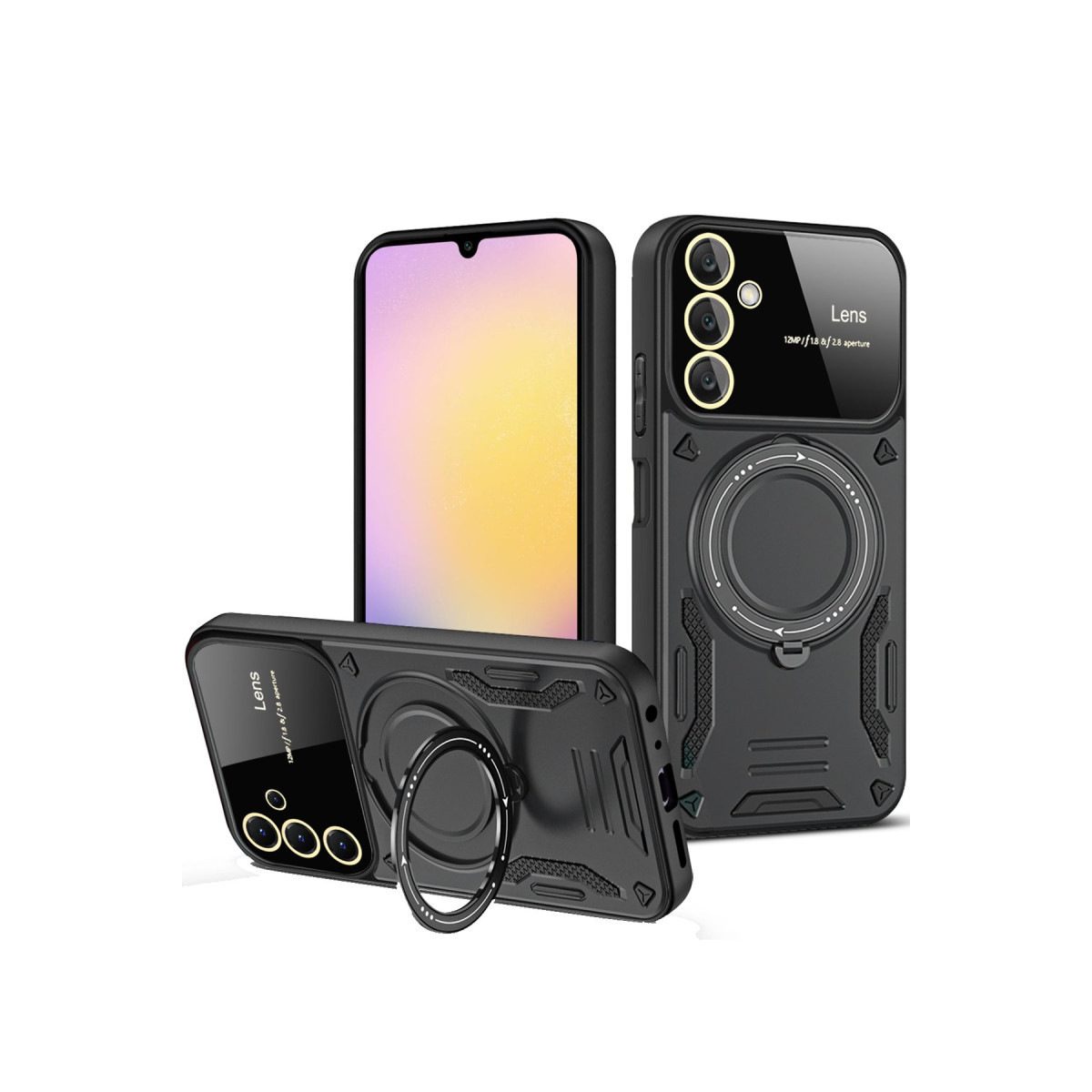 Galaxy A15 4G Kılıf Joy Lens Standlı Kapak - Siyah