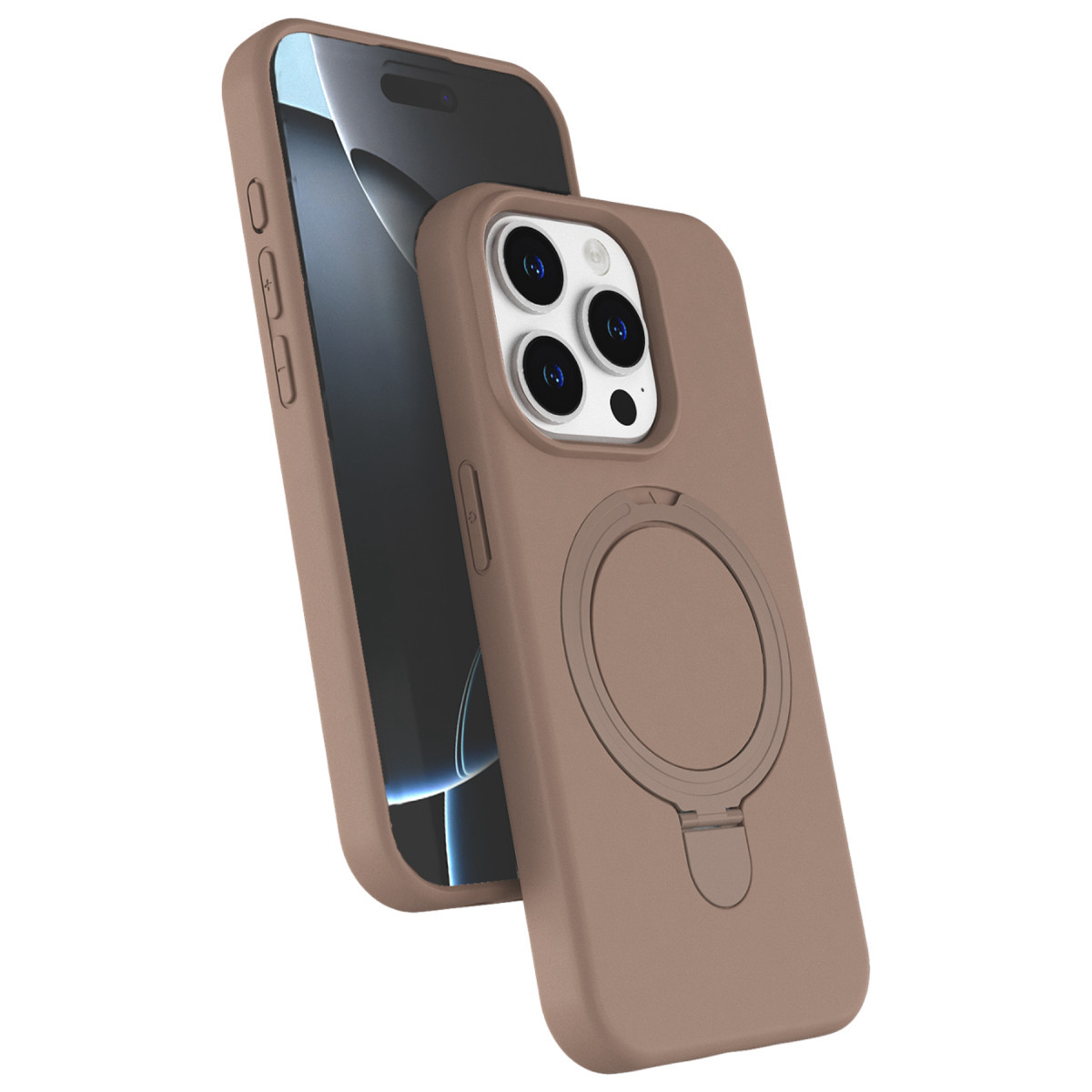 iPhone 15 Pro Max Regal Magsafe Standlı Kapak - Çöl Titanyum