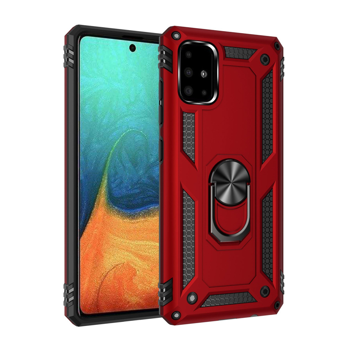 Galaxy A71 Kılıf Sofya Yüzüklü Silikon Kapak - Kırmızı