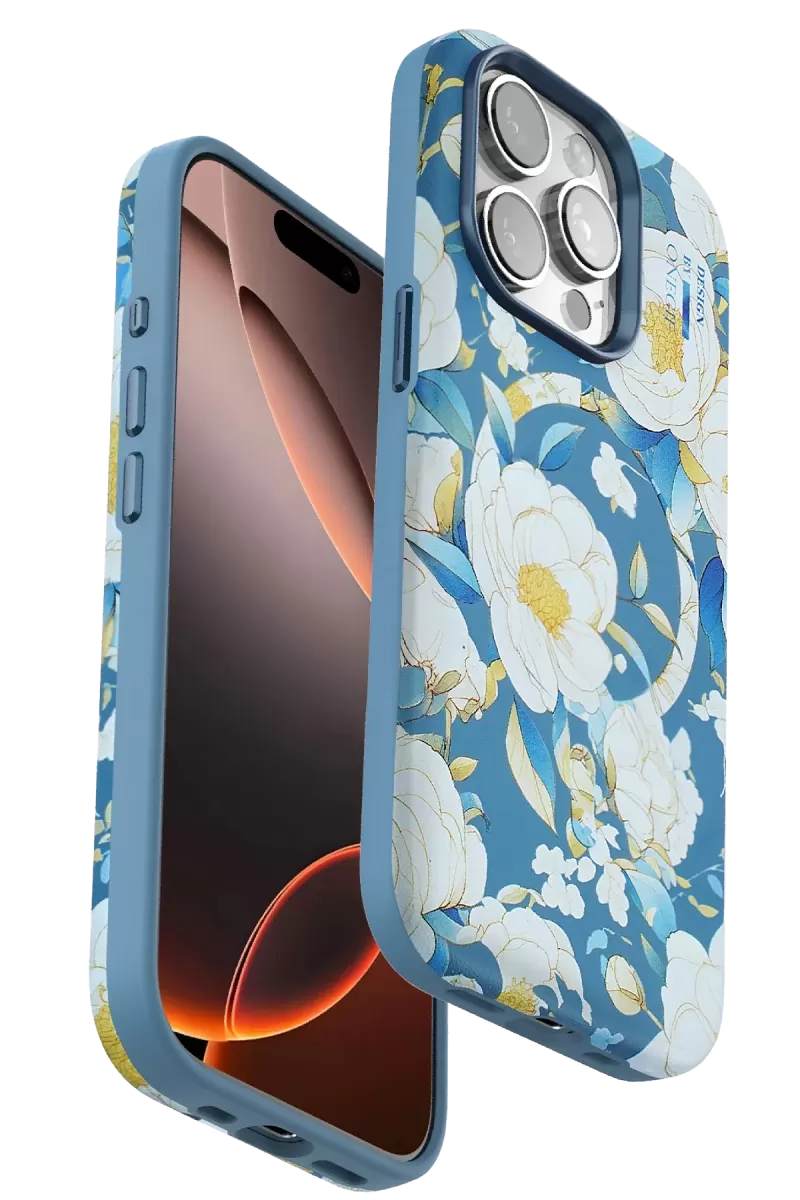 iPhone 14 Pro Flower Series Magsafe Kapak - Mavi