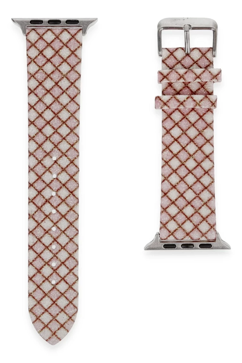 Apple Watch 38mm Uyumlu Karo Motif Kordon - Pembe
