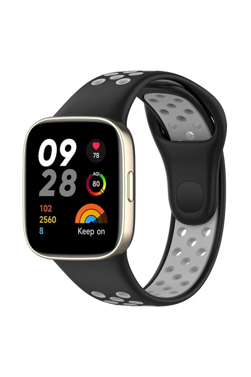Xiaomi Redmi Watch 3 Spor Delikli Kordon - Siyah-Gri