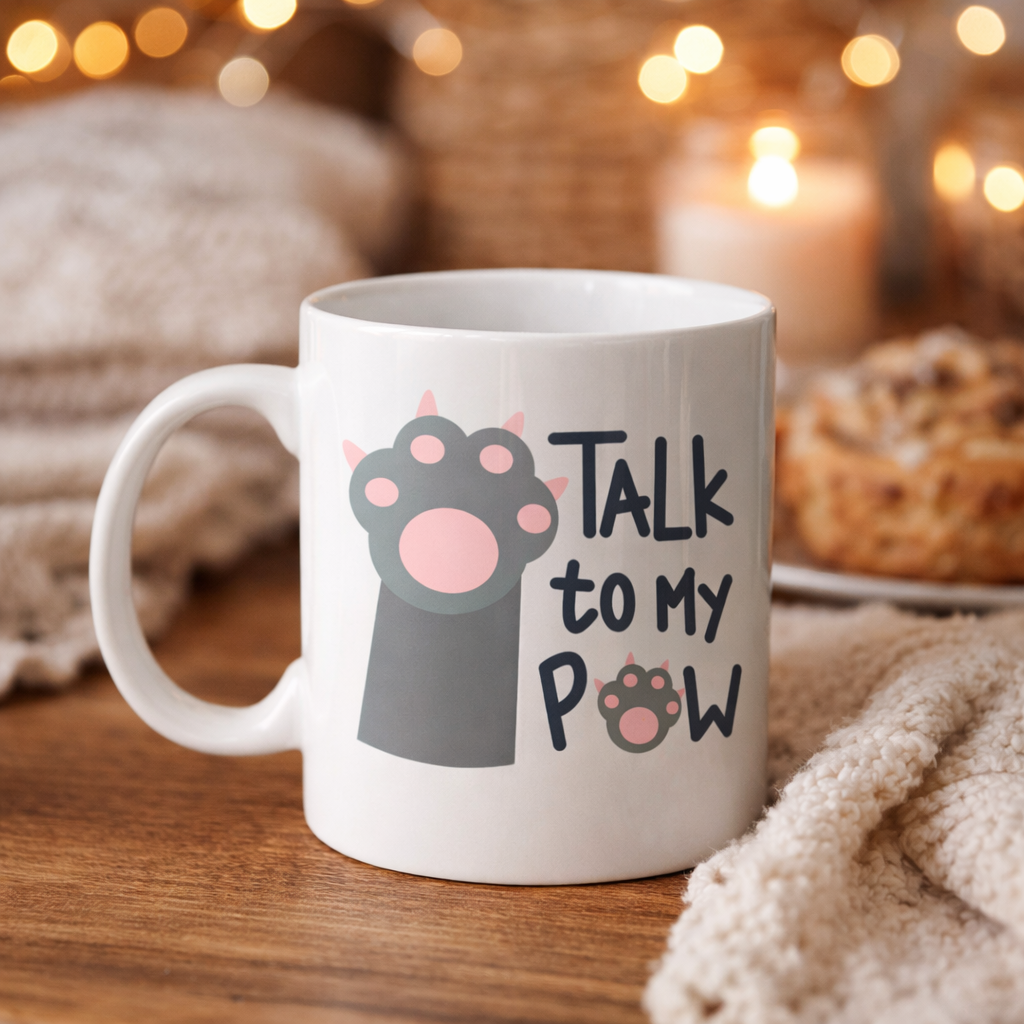 Talk To My Paw – Sevimli Kedi Patili Porselen Kupa MODEL 57
