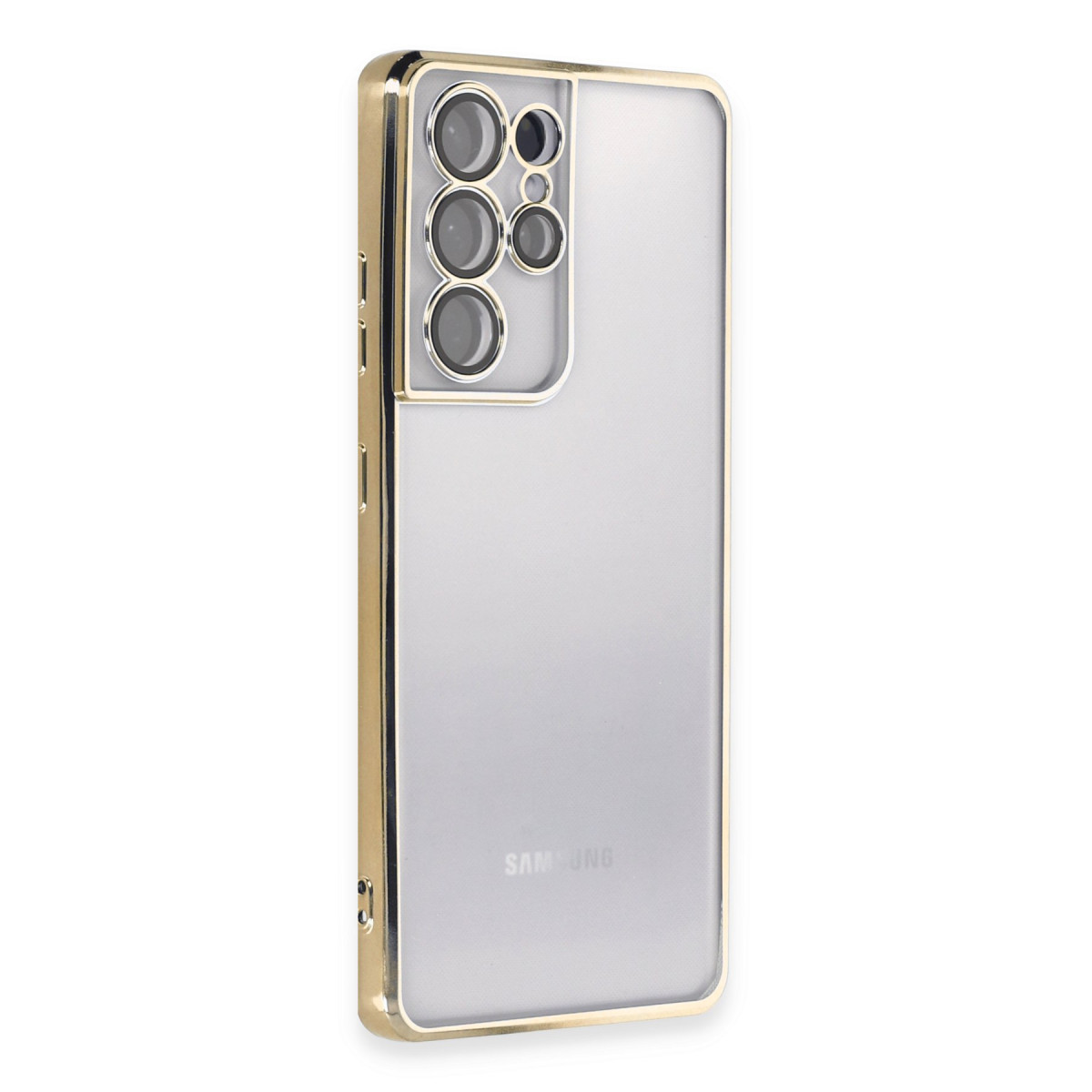 Galaxy S21 Ultra Kılıf Razer Lensli Silikon - Gold