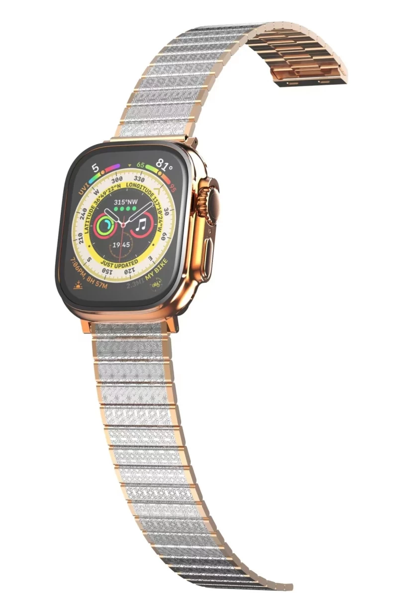 Apple Watch 38mm Uyumlu Made Metal Kordon - Gümüş-Rose Gold