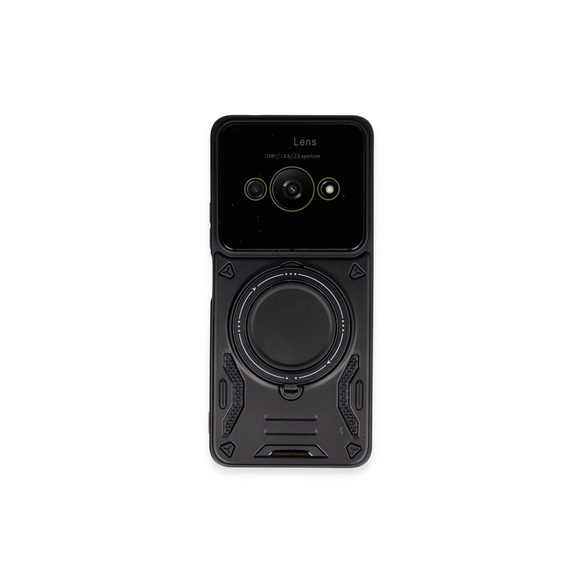 Poco C61 Kılıf Joy Lens Standlı Kapak - Siyah