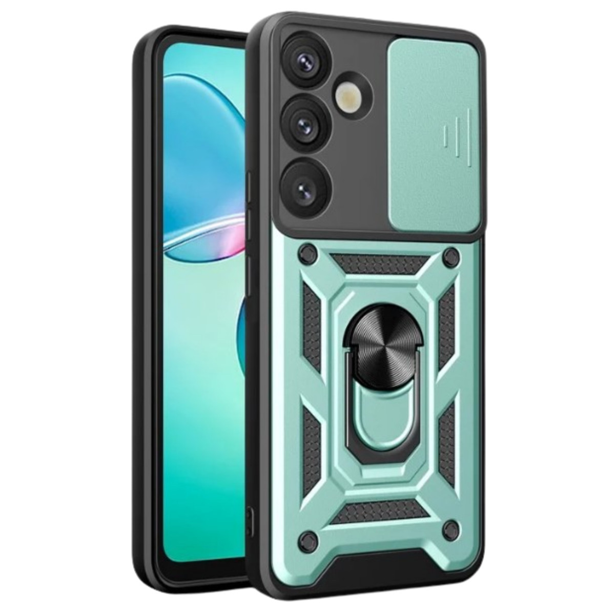Galaxy S25 Kılıf Pars Lens Yüzüklü Silikon - Yeşil