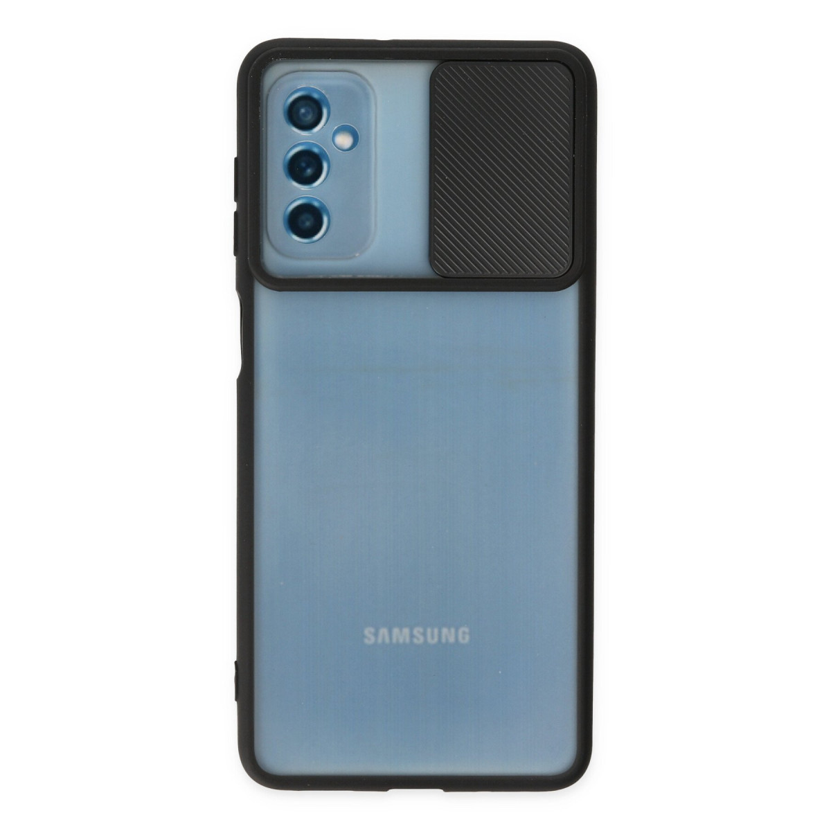 Galaxy M52 5G Kılıf Palm Buzlu Kamera Sürgülü Silikon - Siyah