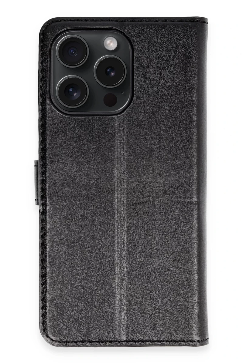 Apple iPhone 15 Pro Max Uyumlu Kılıf Trend S Plus Kapaklı Kılıf - Siyah