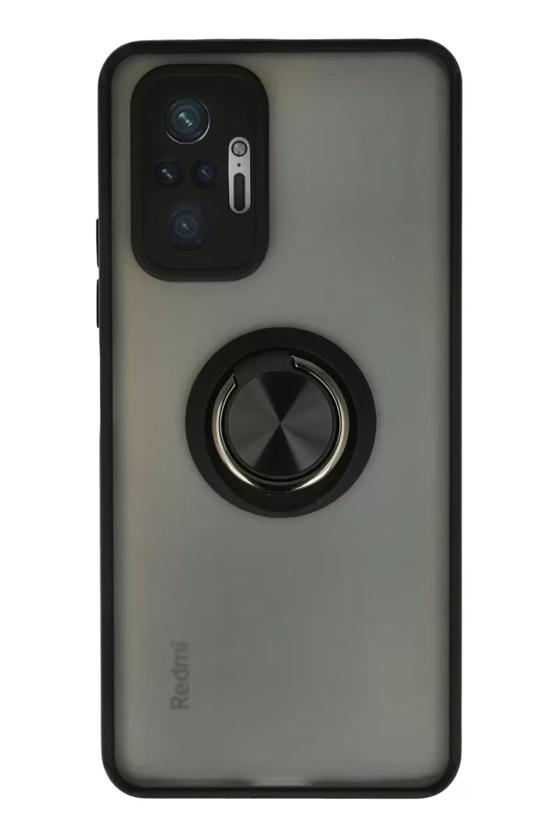 Note 10 Pro Kılıf Montreal Yüzüklü Silikon Kapak - Siyah