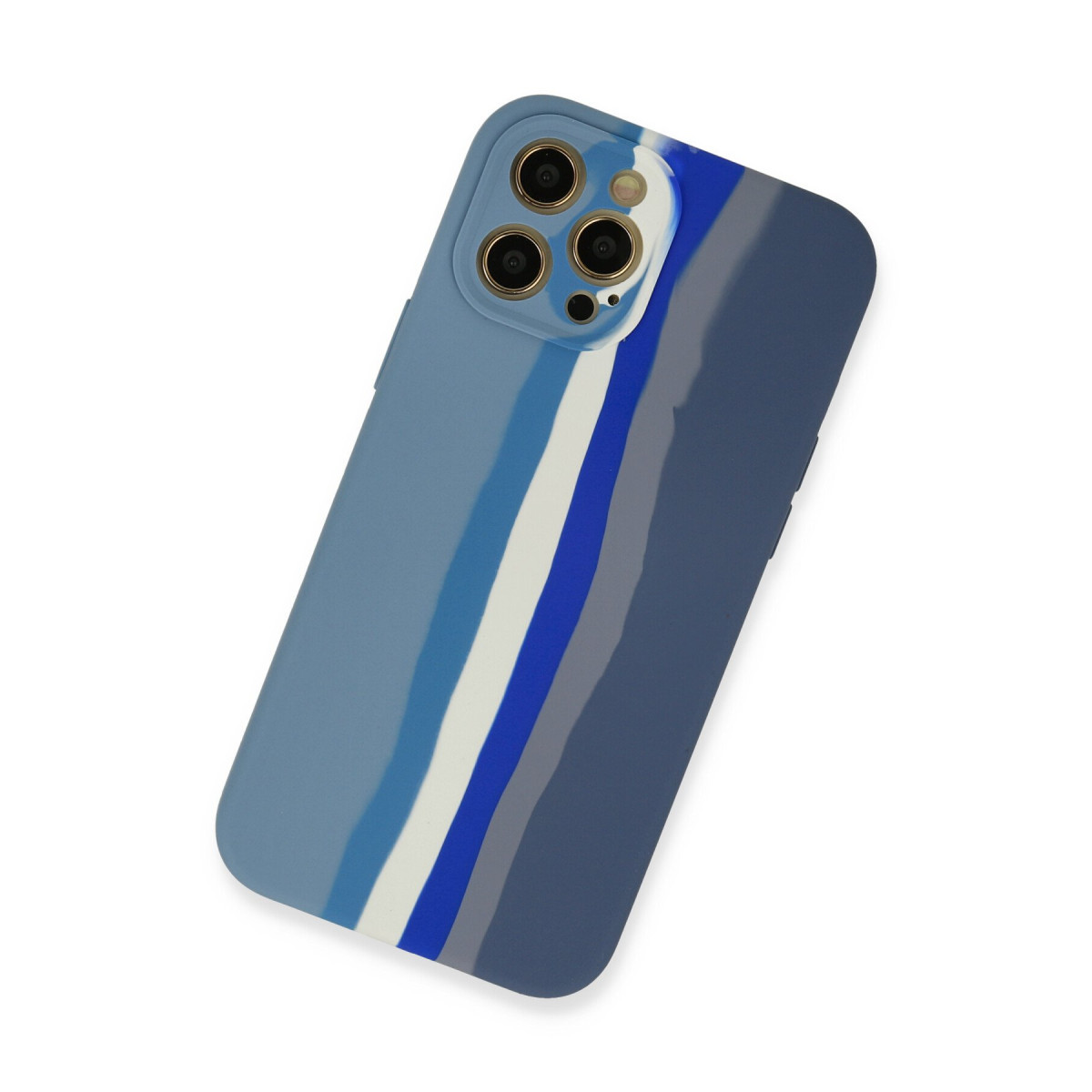 iPhone 12 Pro Kılıf Ebruli Lansman Silikon - Mavi-Gri — görsel 2