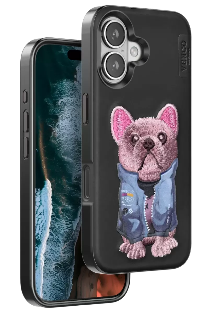 iPhone 16 Cute Desenli Kapak - Siyah
