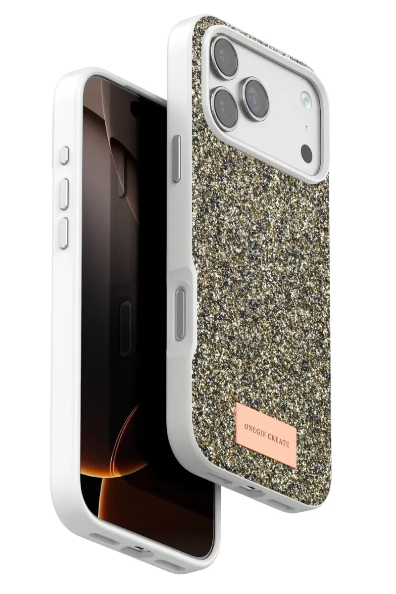 iPhone 17 Pro Max Bright Simli Kapak - Çöl Titanyum