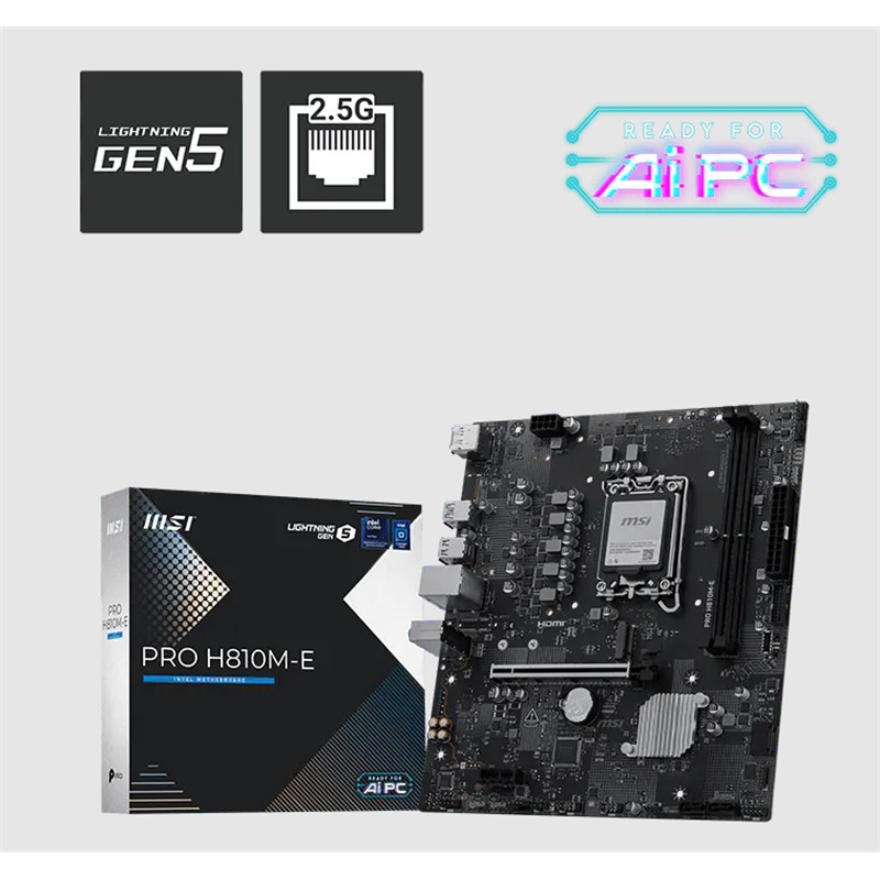 MSI PRO H810M-E DDR5 6400MT/S 1XHDMI 1XDP 1XM.2 USB 3.2 MATX 1851P (INTEL ULTRA PROCESSORS SERIES 2)