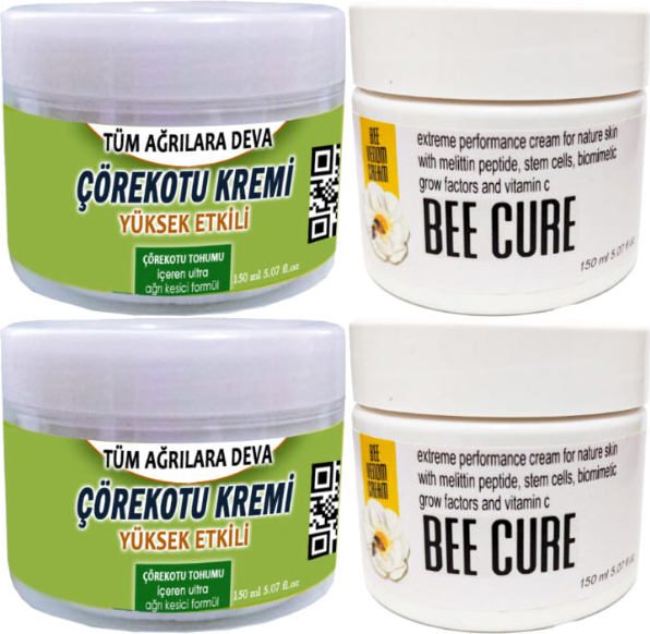 2 Adet Çörek Otu Kremi Büyük Boy 150 ml Krem + 2 Adet Bee Cure Krem 150 ml / Vücut Fıtıkagrilarina