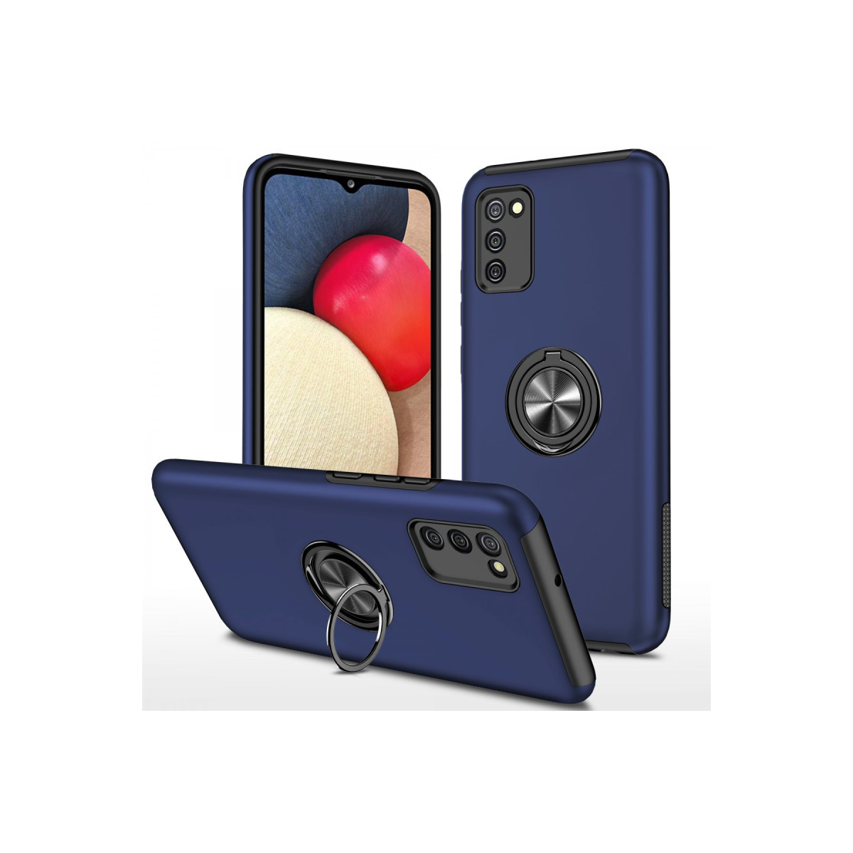 Galaxy A02S Kılıf Elit Yüzüklü Kapak - Lacivert