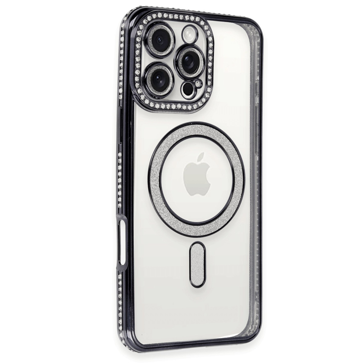 iPhone 16 Pro Kılıf Joke Simli Magneticsafe Kılıf - Siyah