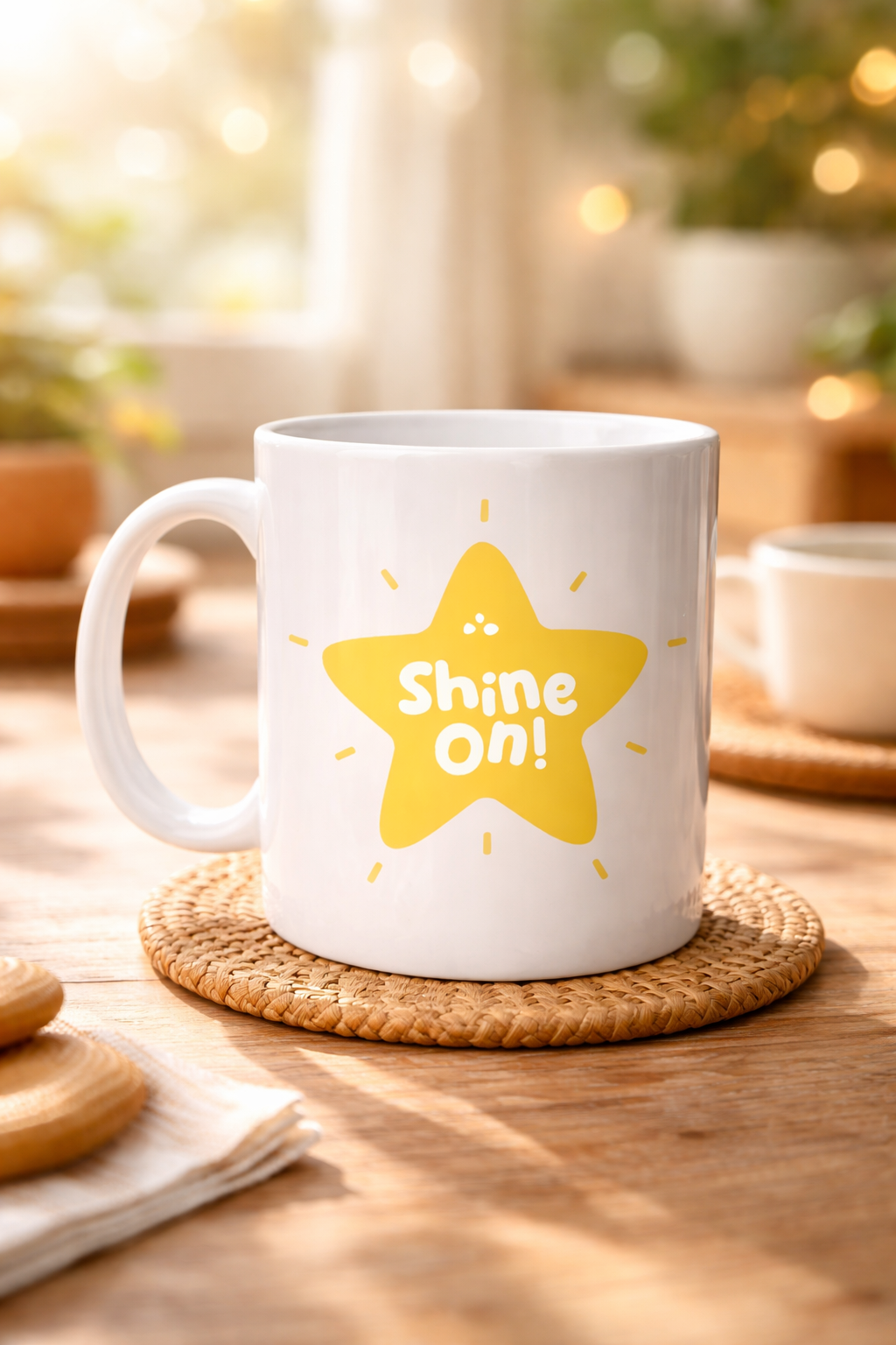Shine On "PARLAMAYA DEVAM ET" Yıldız Tasarımlı Porselen Kupa MODEL 155 – Motivasyon Kupası – Günlük Kullanıma Uygun Şık Kahve &amp; Çay Kupası
