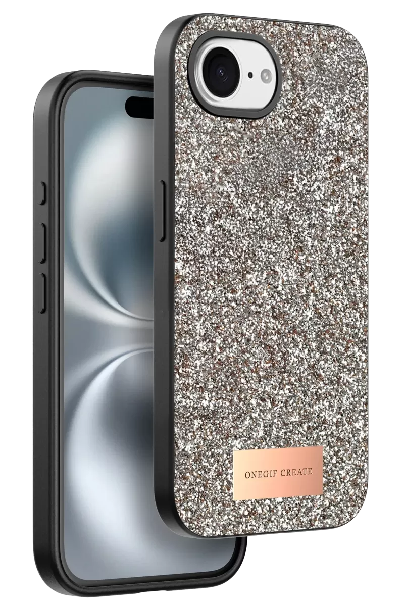 iPhone 16E Bright Simli Kapak - Gold