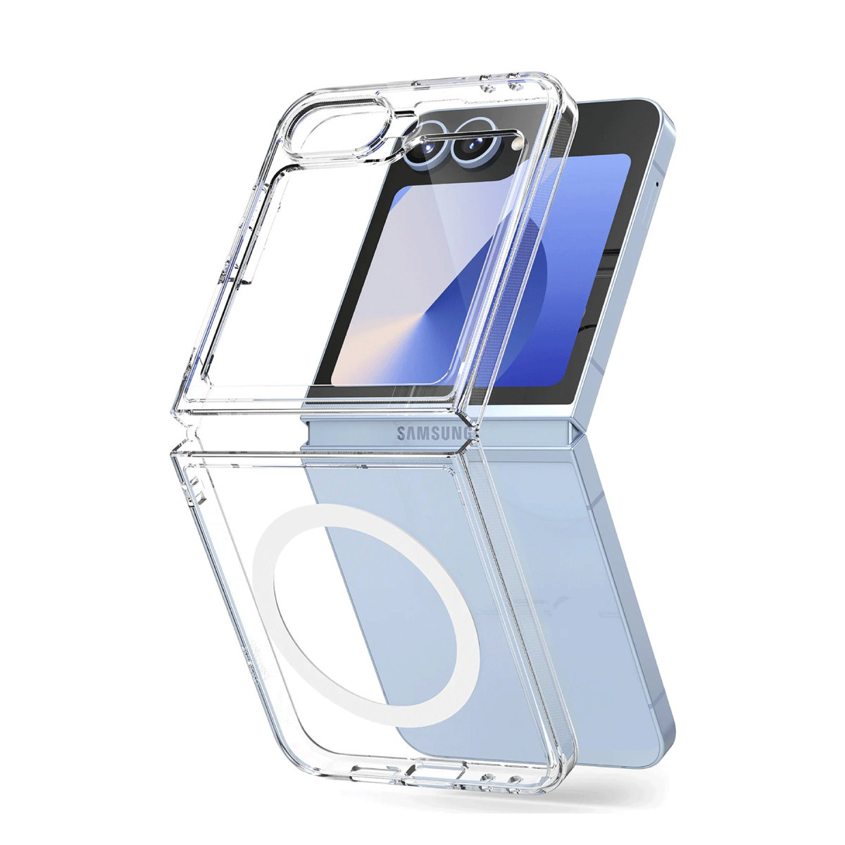 Galaxy Z Flip 6 Kılıf Magneticsafe Şeffaf Silikon - Şeffaf