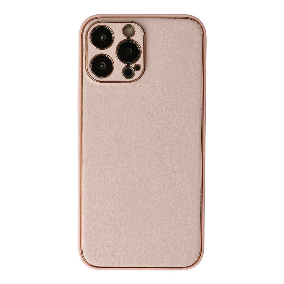 iPhone 13 Pro Max Kılıf Coco Deri Silikon Kapak - Pudra