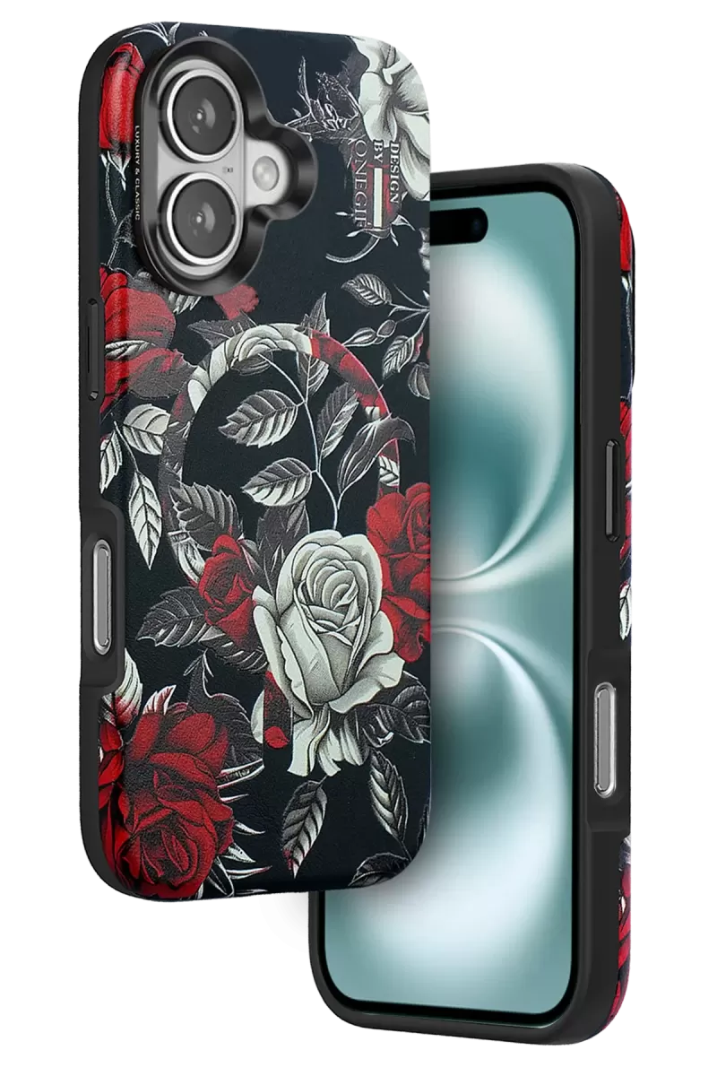 iPhone 16 Flower Series Magsafe Kapak - Siyah