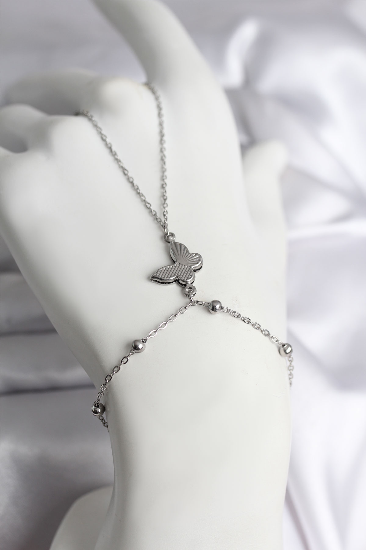 316L Çelik Gümüş Renk Kelebek Model Kadın Şahmeran