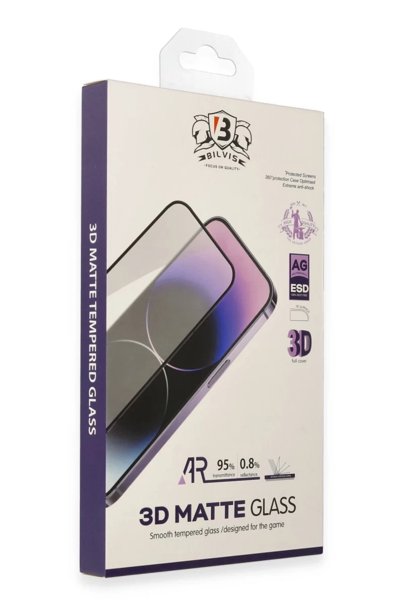Apple iPhone 14 Pro Max Uyumlu Bilvis 3D Mat Cam Ekran Koruyucu