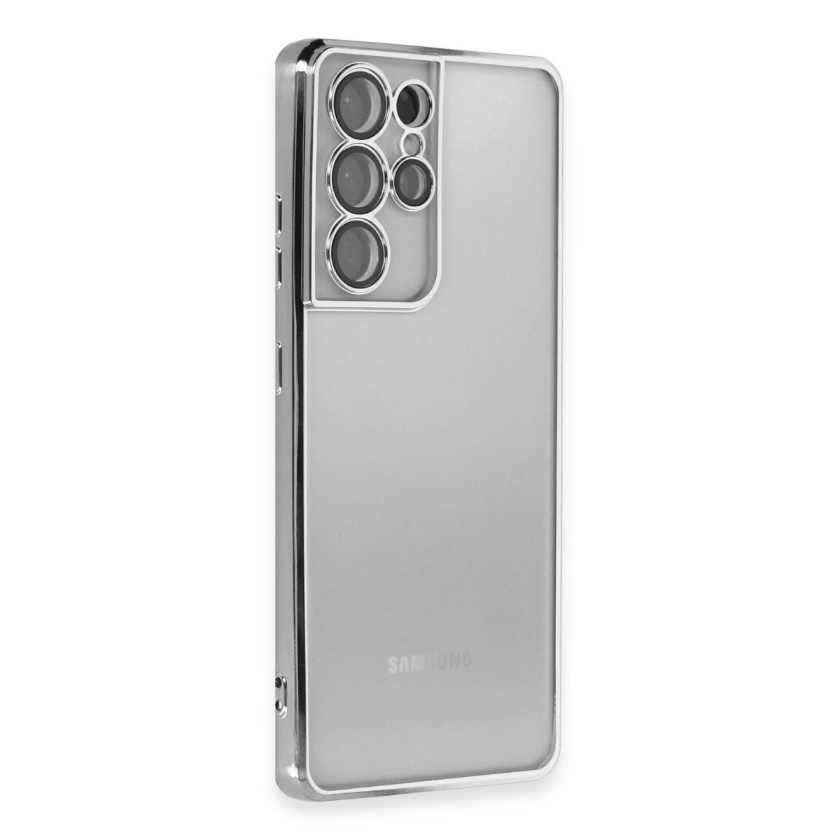Galaxy S21 Ultra Kılıf Razer Lensli Silikon - Gümüş