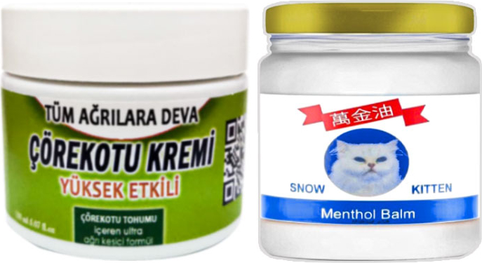 2 Tane Çörek Otu Kremi Orta Boy 100 ml Krem + 2 Tane Snow Kitten Menthol Balm 50 ml / Sırt Bel Kas Diz Dirsek Iskelet Agrilarina Masaj Seti