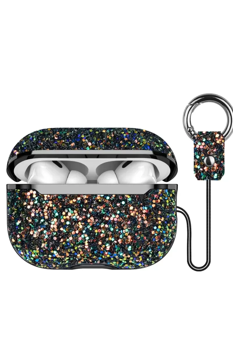 Airpods 2 (2.nesil) Bright Simli Airpods Kapak - Siyah