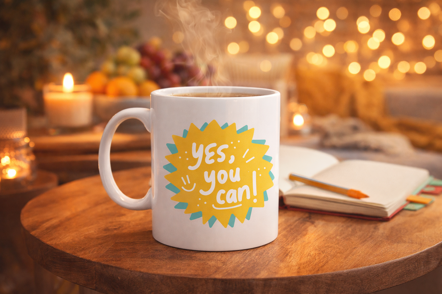 Yes You Can Motivasyon Kupası MODEL 131 , Pozitif Mesajlı Porselen Kupa , İlham Veren Tasarım , Ofis &amp; Hediye Kupası