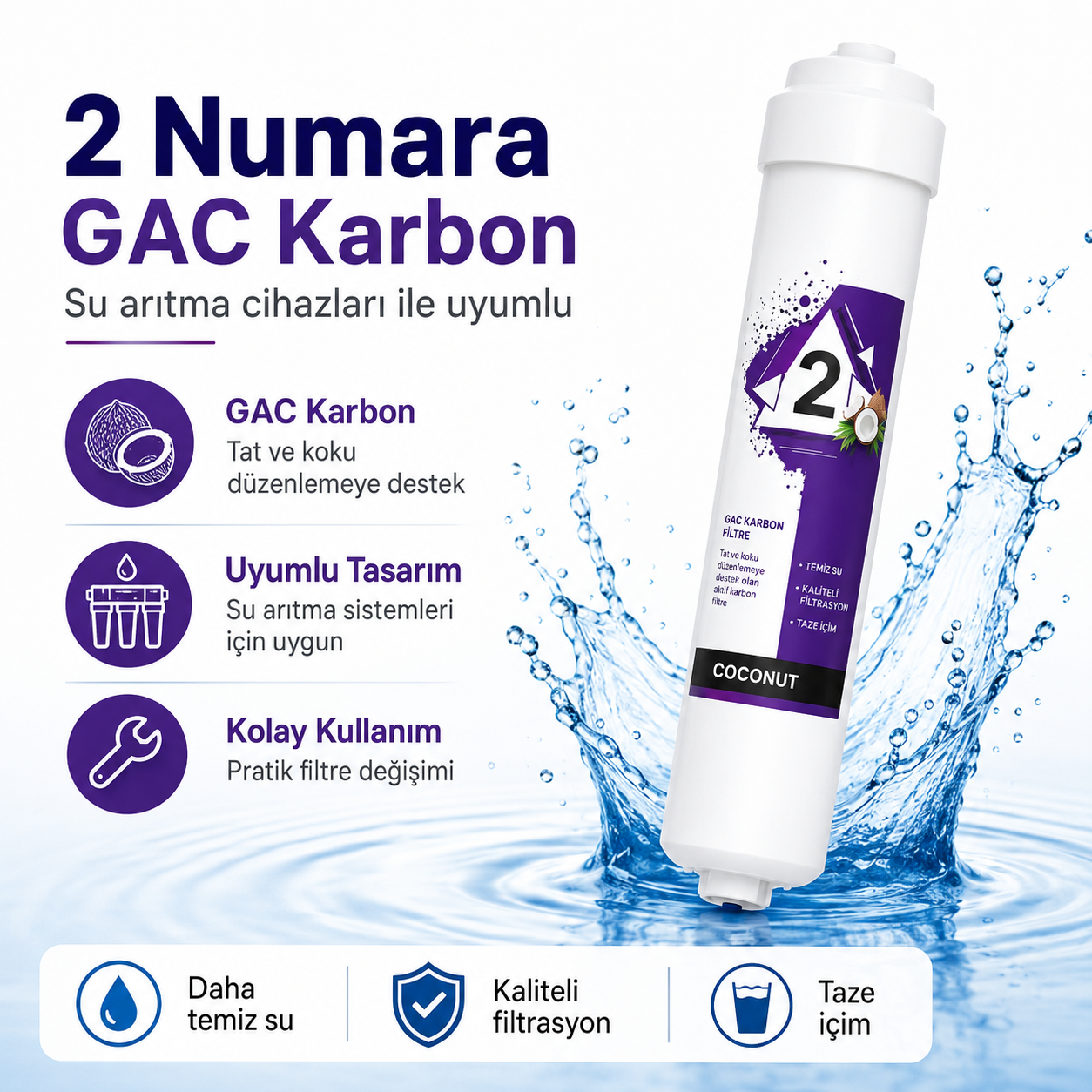 2 Numara Premium GAC Karbon Su Arıtma Filtresi 408694547