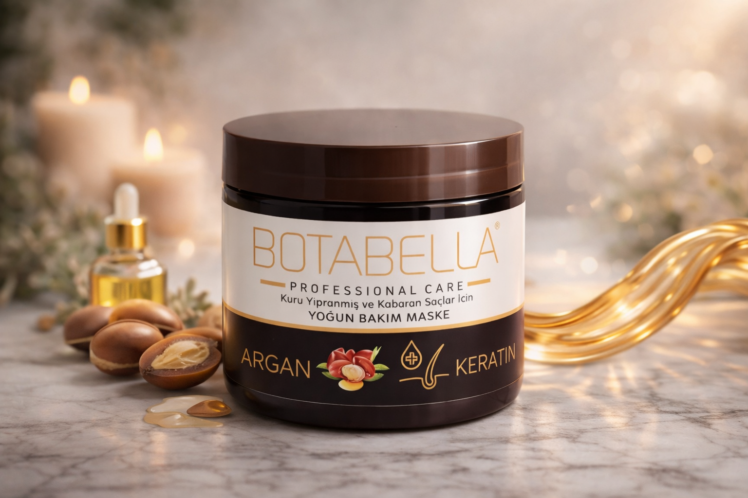 Botabella Argan ve Keratin İçeren Yoğun Saç Bakım Maskesi Kuru ve Yıpranmış Saçlar İçin Profesyonel Bakım