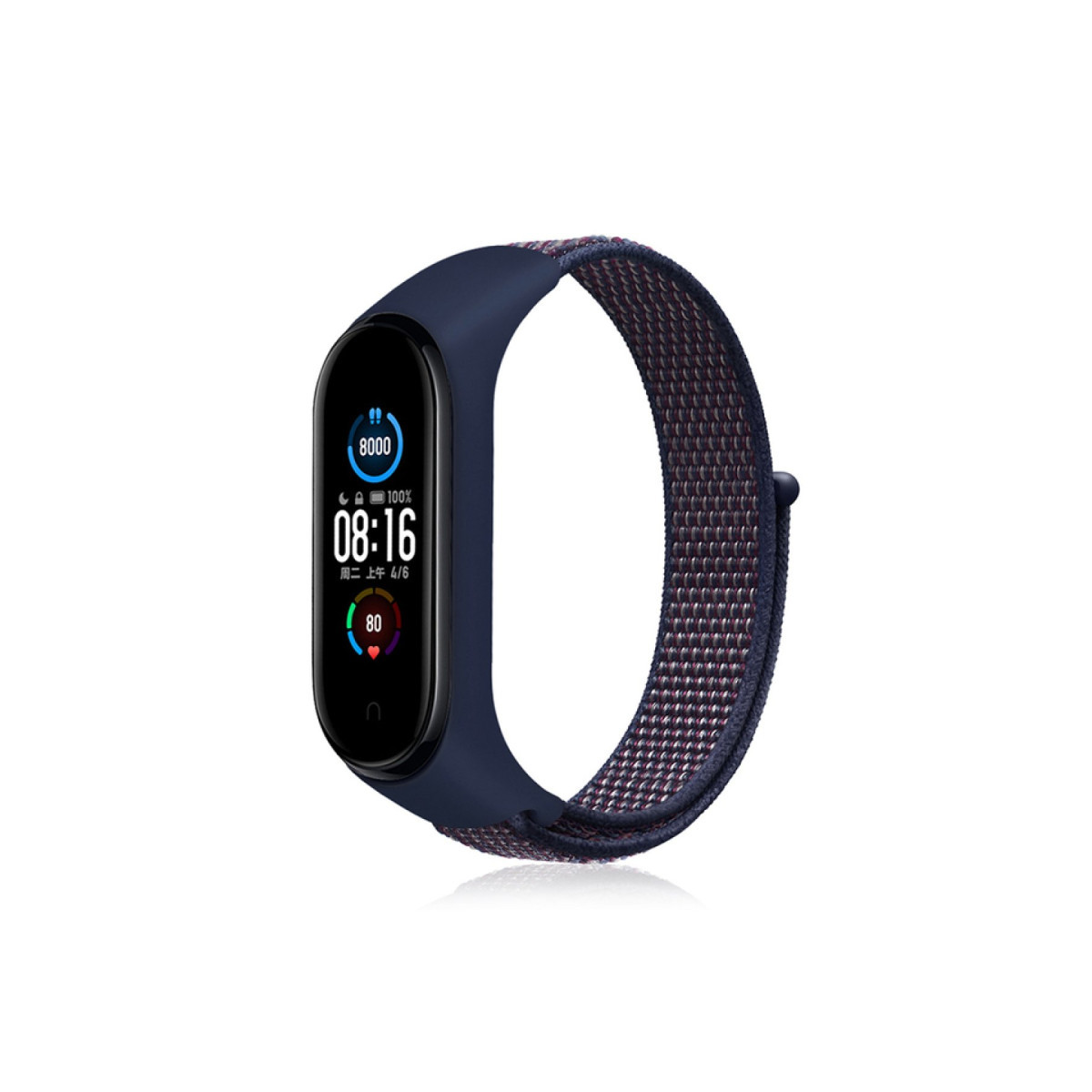 Mi Band 4 Hasırlı Cırtcırtlı Kordon - Lacivert-Mor