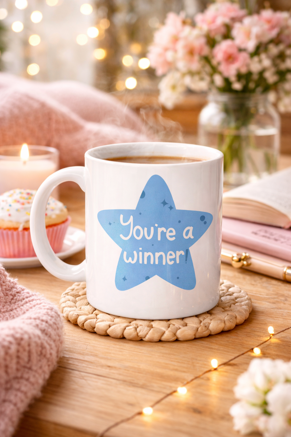 You’re a Winner "SEN BAŞARDIN , KAZANANSIN" Yazılı Porselen Kupa MODEL 153 – Motivasyon Temalı, Özel Tasarım Kahve &amp; Çay Kupası