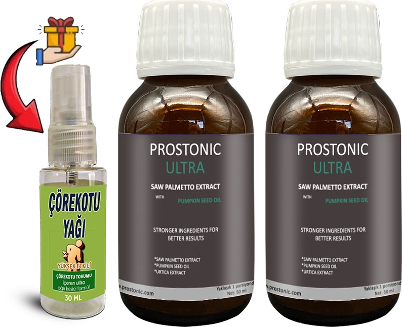 Prostonic Ultra 2 Kutu Erkeklere Sawpalmettolu Kabak Çekirdeği Ekstratlı 50 ml Şurup + Çörek Otu Masaj Yağı 30 ml