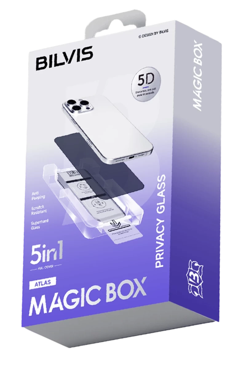 Apple iPhone 15 Pro Max Uyumlu Bilvis 5in1 5D Magic Hayalet Cam Ekran Koruyucu - Siyah