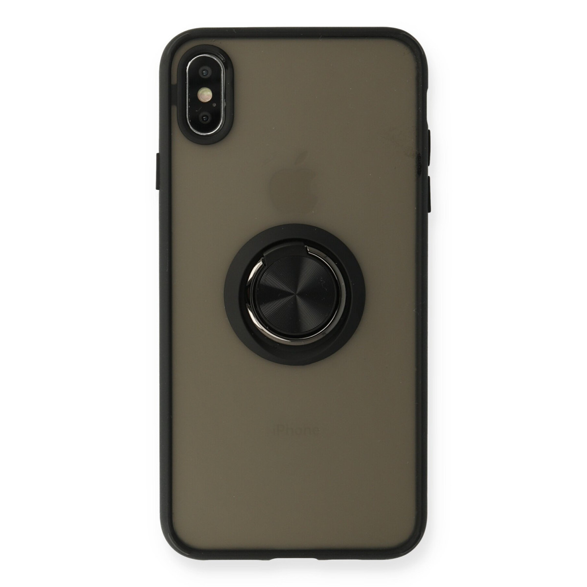 iPhone XS Max Kılıf Montreal Yüzüklü Silikon Kapak - Siyah