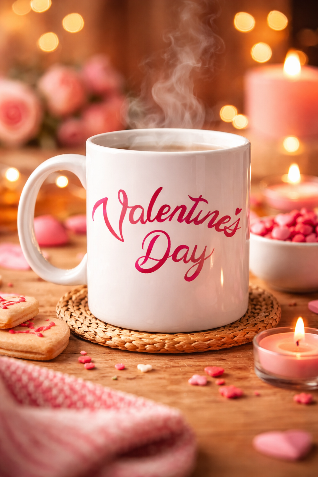 Valentine’s Day Porselen Kupa Model 3 – Aşk Temalı Özel Tasarım Kahve &amp; Çay Kupası , Sevgililer Günü Hediyesi