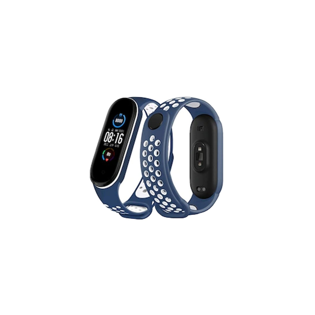 Mi Band 4 Spor Delikli Kordon - Lacivert-Beyaz